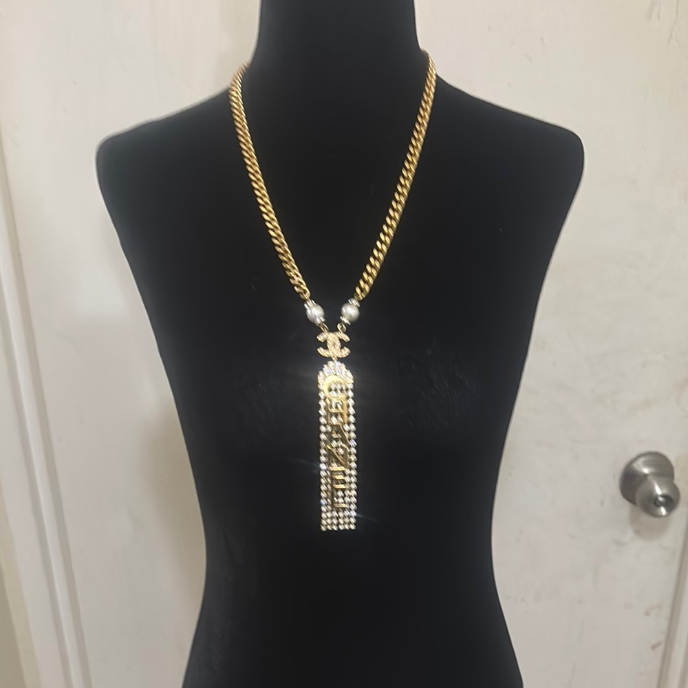 Elegant Gold and Crystal Chanel Necklace